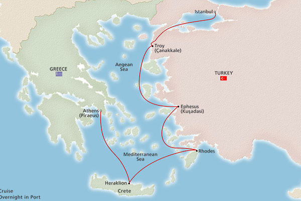 Ancient Mediterranean Treasures Cruise Map