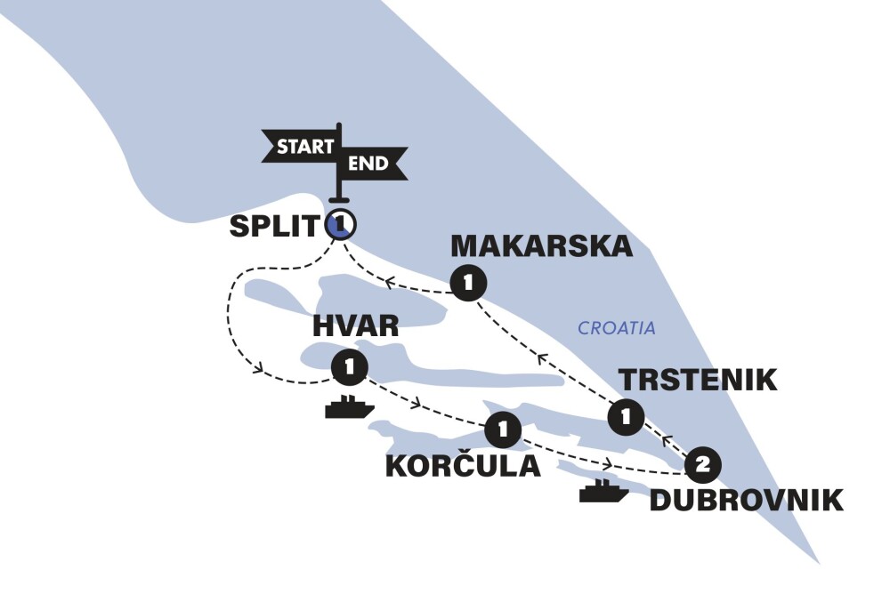 Croatia Island Sail Map