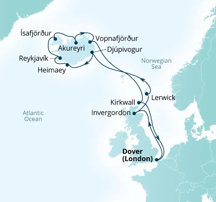 Icelandic Intrigue map Seabourn