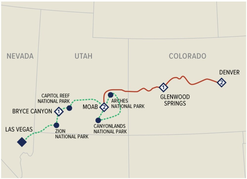 Rockies to red rocks map