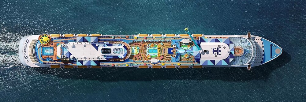 aerial view odyssey of the seas full ship