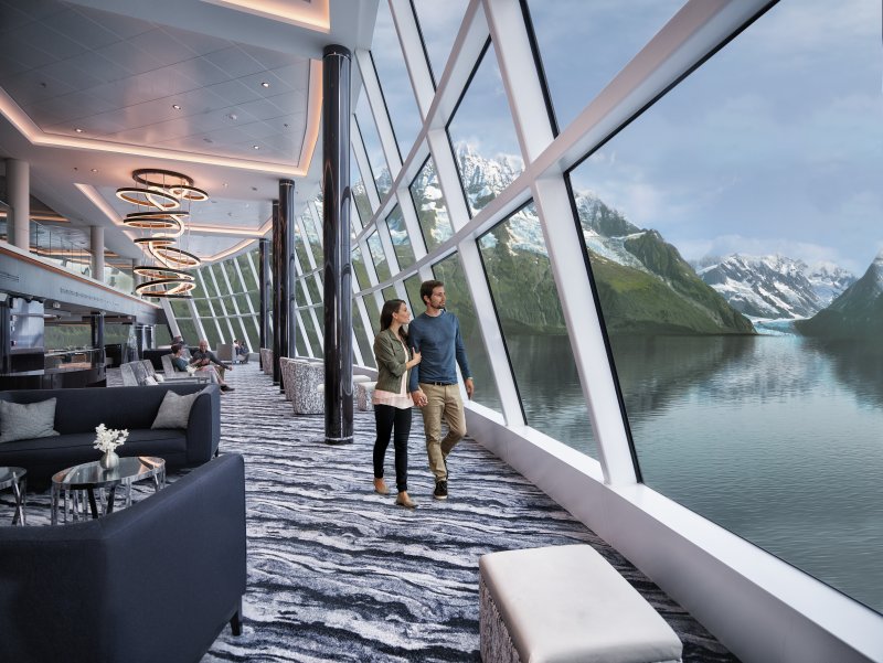 ncl Bliss AK observation lounge couple